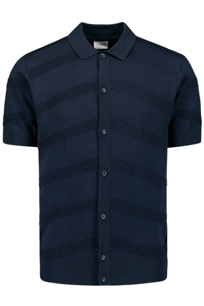 OVERHEMD MET KORTE MOUW EN KNOOPSLUITING RELIEFGEBREID 27210271 096 DEEP BLUE